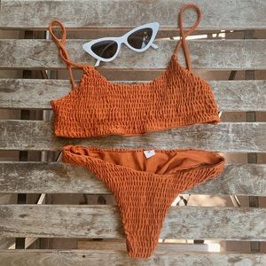 two piece rust orange bikini set